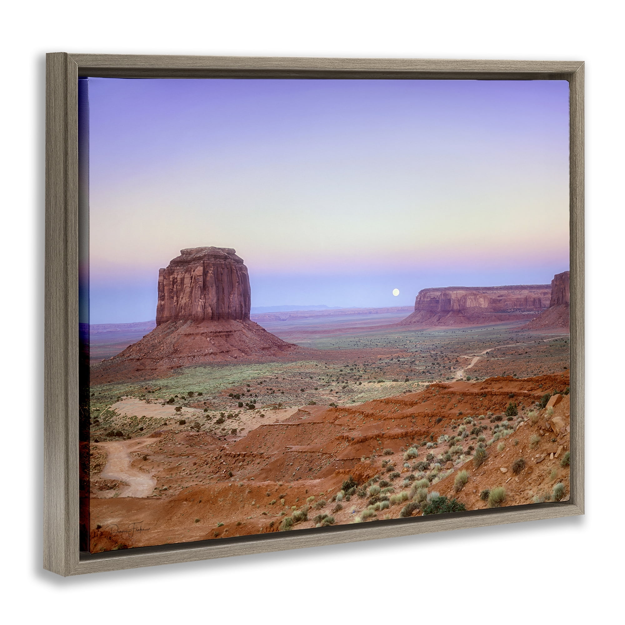 Stupell Industries Moonrise Over Monument Valley Brown Framed Floater Canvas Wall Art, design by Dennis Frates