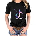 thumbnail image 2 of pitrice T-shirt pour Femme Imprimé, Haut Décontracté à Col Rond, Blouse à Manches Courtes, Noir, P, 2 of 4