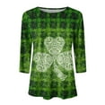 thumbnail image 4 of lcziwo Haut à Manches 3/4 Imprimé pour la Saint-Patrick pour Femme, T-Shirt de la Saint-Patrick pour Femme Trèfle Shamrock Porte-Bonheur Blouses de la Saint-Patrick Manches 3/4 Col Ras du Cou Hauts Mode, P-2TG m, 4 of 4