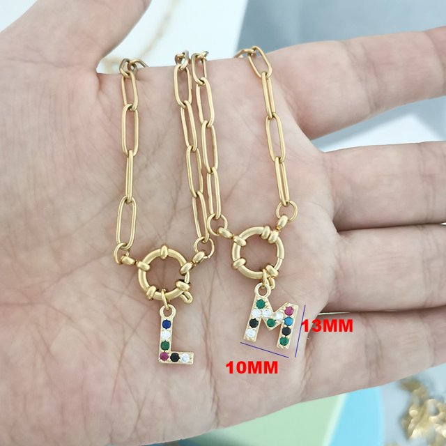 QMHJE inicial encanto AZ letras collar mujeres hombres gargantilla Color oro plata cadena de acero inoxidable 45 cm grande pequeño alfabeto DIY Tan Jianjun unisex