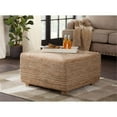 thumbnail image 2 of Biscayne Natural 30-Inch Woven Jute and Solid Wood Square Coffee Table, 2 of 6