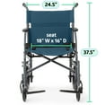 thumbnail image 5 of Medline Transport Wheelchair with Permanent Full-Length Arms, Durable, Swing-Away Footrests, 300 lb Weight Capacity, Teal, 5 of 6