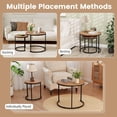 thumbnail image 5 of Nesting Coffee Table Set of 2, Round Stacking Side Tables w/Wooden Tabletop & Steel Frame, Space Saving Vintage End Tables for Living Room, Balcony, Office, Easy Assembly (Walnut), 5 of 9