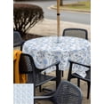 thumbnail image 5 of Outdoor Tablecloths with Umbrella Hole & Zipper, Blue Spring Floral 54x54 Inch Square Tablecloths, Flowers Leaves Pastoral Botanical Waterproof Table Cloth, Patio/Pool/Picnic Table Covers, 5 of 8