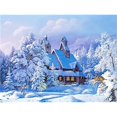 thumbnail image 1 of HOMFUN-pintura de diamante redondo/cuadrado 5D DIY "Casa nieve paisaje de invierno", bordado de punto de cruz, decoración de diamantes de imitación completa, 1 of 4