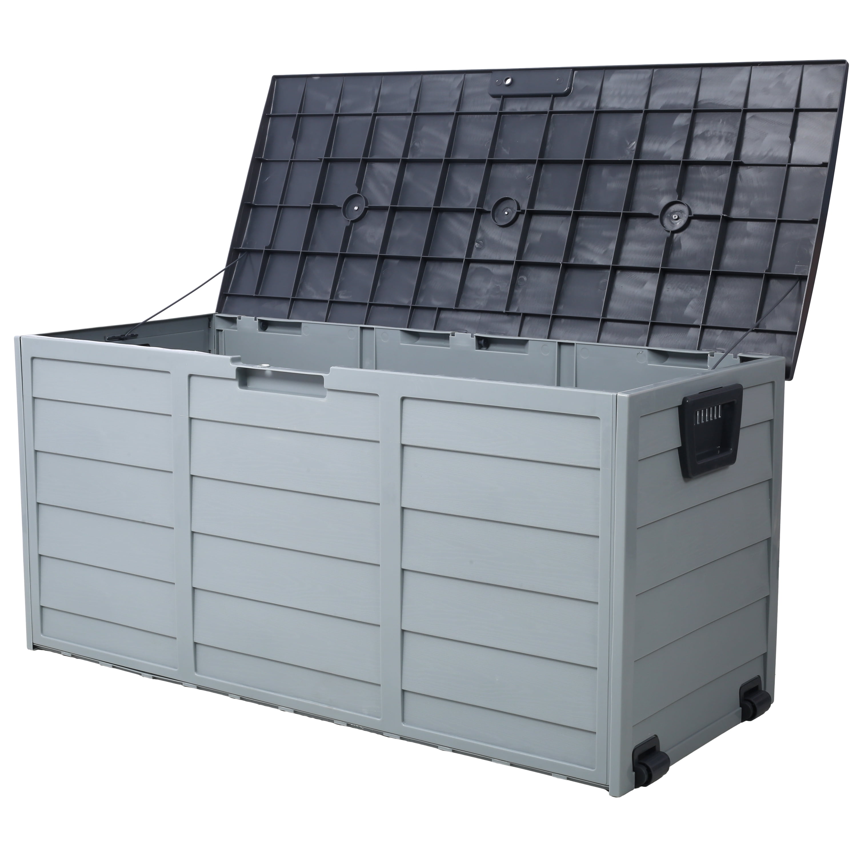 BaPiPro 75 Gallon Outdoor Deck Storage Box with Wheels, Weather-Resistant Resin Patio Organizer for Cushions, Toys & Tools, Gray