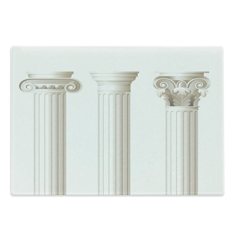 Pillar Cutting Board Architecture Themed Design Ionic Doric and Corinthian Marble Columns Digital Print Decorative Tempered Glass Cutting and