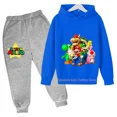 thumbnail image 1 of Conjunto de Sudadera con capucha de Super Mario para niños y niñas, ropa informal con capucha y pantalones, 2 piezas, primavera y otoño, 1 of 1