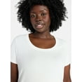 thumbnail image 4 of Terra & Sky Women's Plus Size Scoop Neck Rib Tee with Short Sleeves, Size 0X-5X, 4 of 5