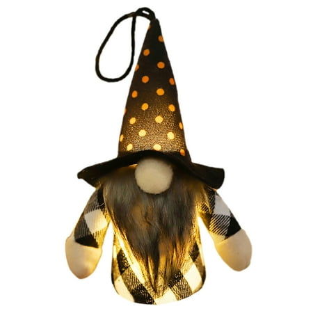 

Light Up Gnome Decor Halloween Witch Gnomes Plush Halloween Gnome Faceless Doll with Light Halloween Gifts for Kids Women Men D