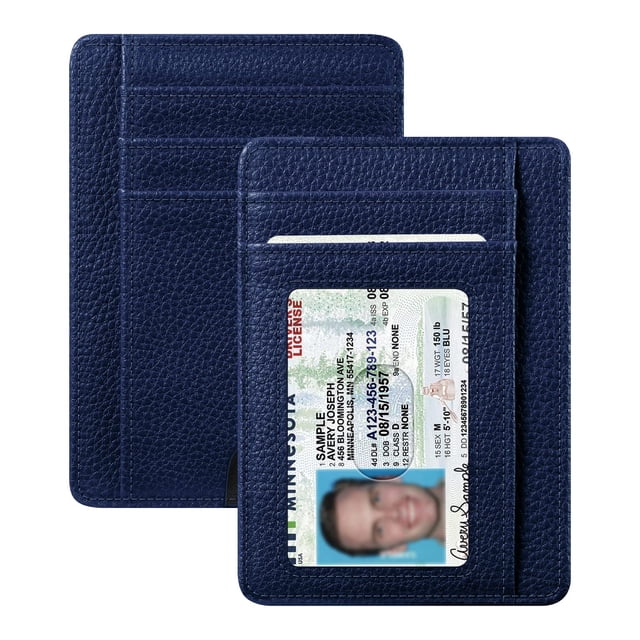 Tarjetero Fintie Slim, minimalista, con bloqueo RFID, azul marino