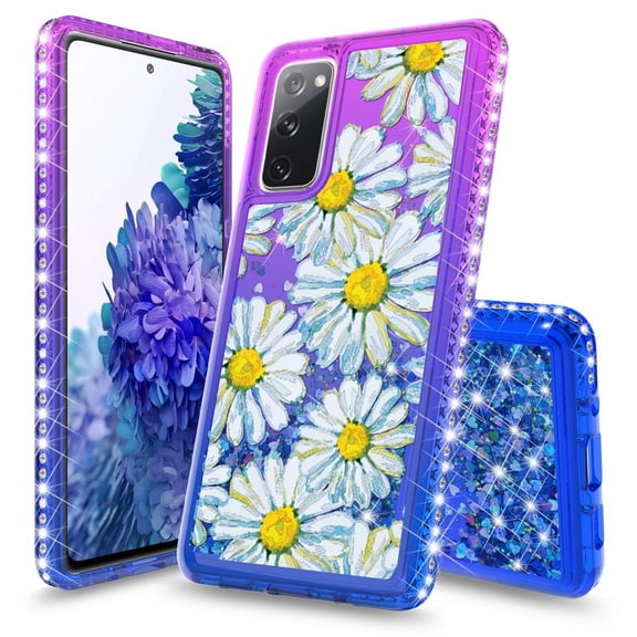 Bemz Liquid Quicksand Case for Samsung Galaxy S20 FE (with Touch Tool) - Daisy (Purple/Blue)