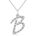 thumbnail image 1 of Personalized Diamond Script Letter Initial Necklace in 14k White Gold, 1 of 2