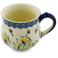 thumbnail image 1 of Polish Pottery Small Bubble Mug (Yellow Dandelions Theme) Hand Painted in Boleslawiec, Poland + Certificate of Authenticity, 1 of 6