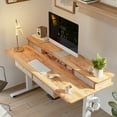thumbnail image 2 of FEZIBO 63 x 24 Inch Height Adjustable Electric Standing Desk with 4 Drawers, Stand Up Table with Storage Shelf, Sit Stand Desk with Splice Board, White Frame/Light Rustic Brown Top, 2 of 8