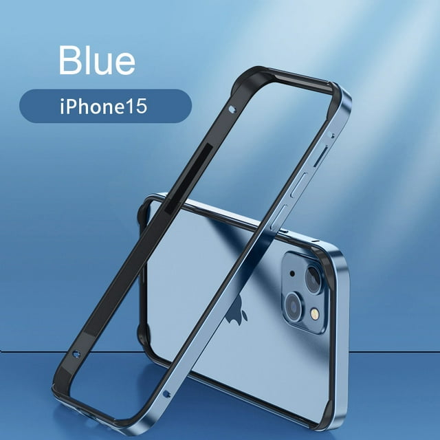 Hybrid Silicone Frame Aluminum Metal Phone Case For iPhone 15 14 13 12 Pro Max Better Heat Bumper Blue For i15ProMax