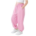 thumbnail image 2 of dazeni Boy Sweatpants Joggers Pants with Pockets Kids Lightweight Quick Dry High Waiste Drawstring Athletic Pants for Summer Outdoor Pink 170, 2 of 7
