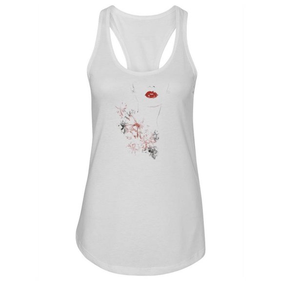 Beautiful Face With Flowers Racerback Tank Women -Image by Shutterstock, Female x-Large
