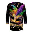 thumbnail image 4 of RKSTN Mardi Gras 3/4 Length Sleeve Womens Tops Oversized Crewneck Carnival Graphic Printed Three Quarter Sleeve T Shirt Women Casual Round Neck Funny Tuesday Carnival Party Loose Short Sleeve Shirt, 4 of 5