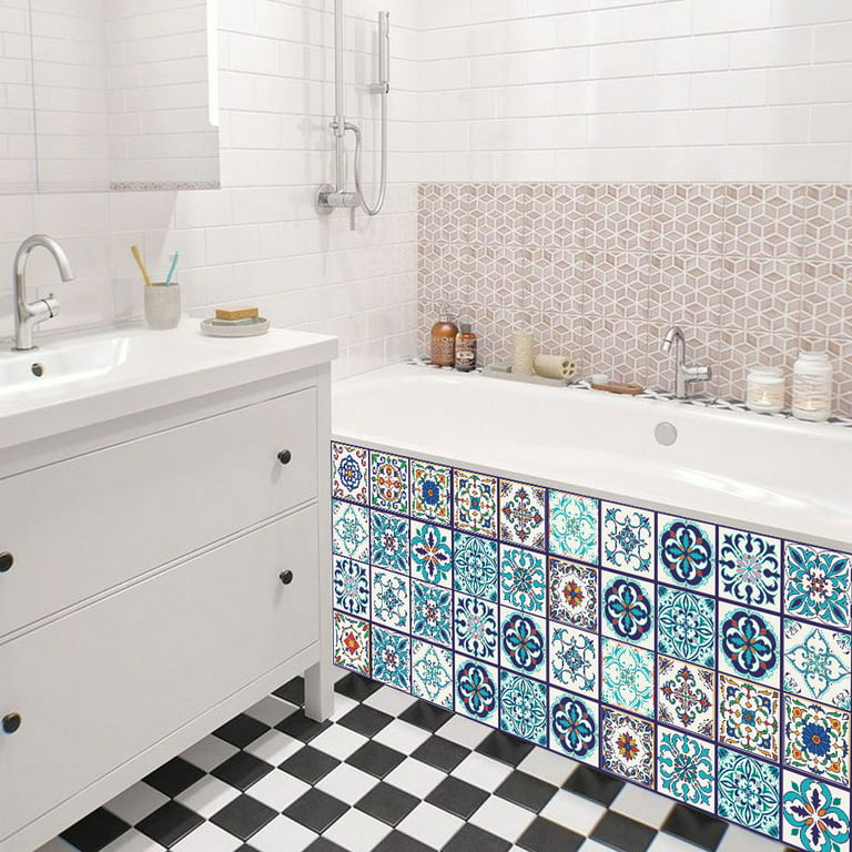 Tile Stickers Waterproof Removable Backsplash Bathroom Floor Vinyl Bmix6 