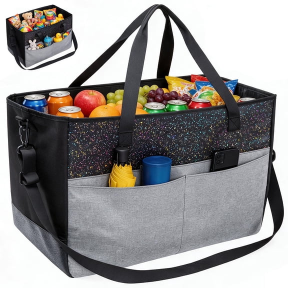 MEIDI Sparkle Large Car Trunk Storage Bag, Waterproof Vehicle Cargo Organizer Tote with Strong Carry Handles