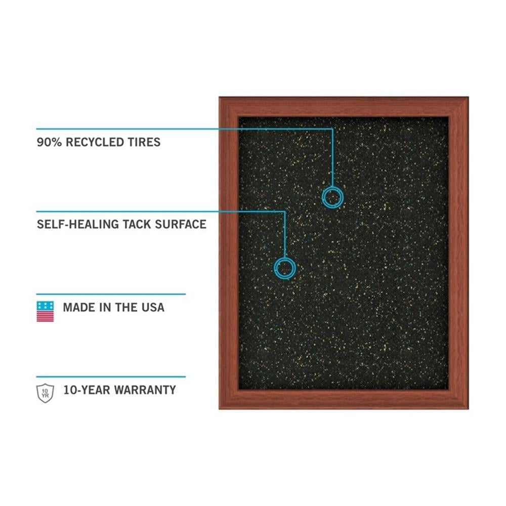 Ghent Recycled Bulletin Board - Satin Aluminum Frame - 4ft H x 7ft  4"W - Black