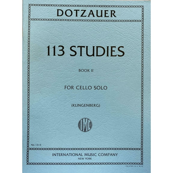 Dotzauer, J. Friedrich - 113 Studies for Solo Cello, Volume 2 Nos. 35-62 - by Johannes Klingenberg (IMC # 1313)
