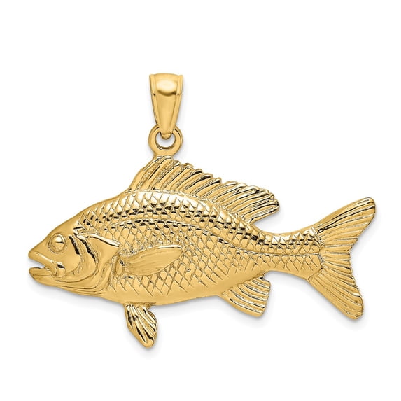 FB Jewels 14K Yellow Gold 3D Red Snapper Fish Textured Pendant