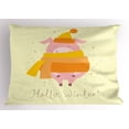 thumbnail image 1 of Pig Pillow Sham, Hello Winter Typography with Smiling Cartoon Animal in Sweet Warmth Clothes Graphic, Decorative Standard Queen Size Printed Pillowcase, 30" X 20", Multicolor, by Ambesonne, 1 of 2