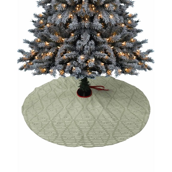 Sage Green Geometric Christmas Tree Skirt 36 Inches Large Christmas Skirt Tree, Contemporary Modern Abstract Art Tree Skirt Christmas Decorations for Fireplace Party Holidays Indoor Outdoor