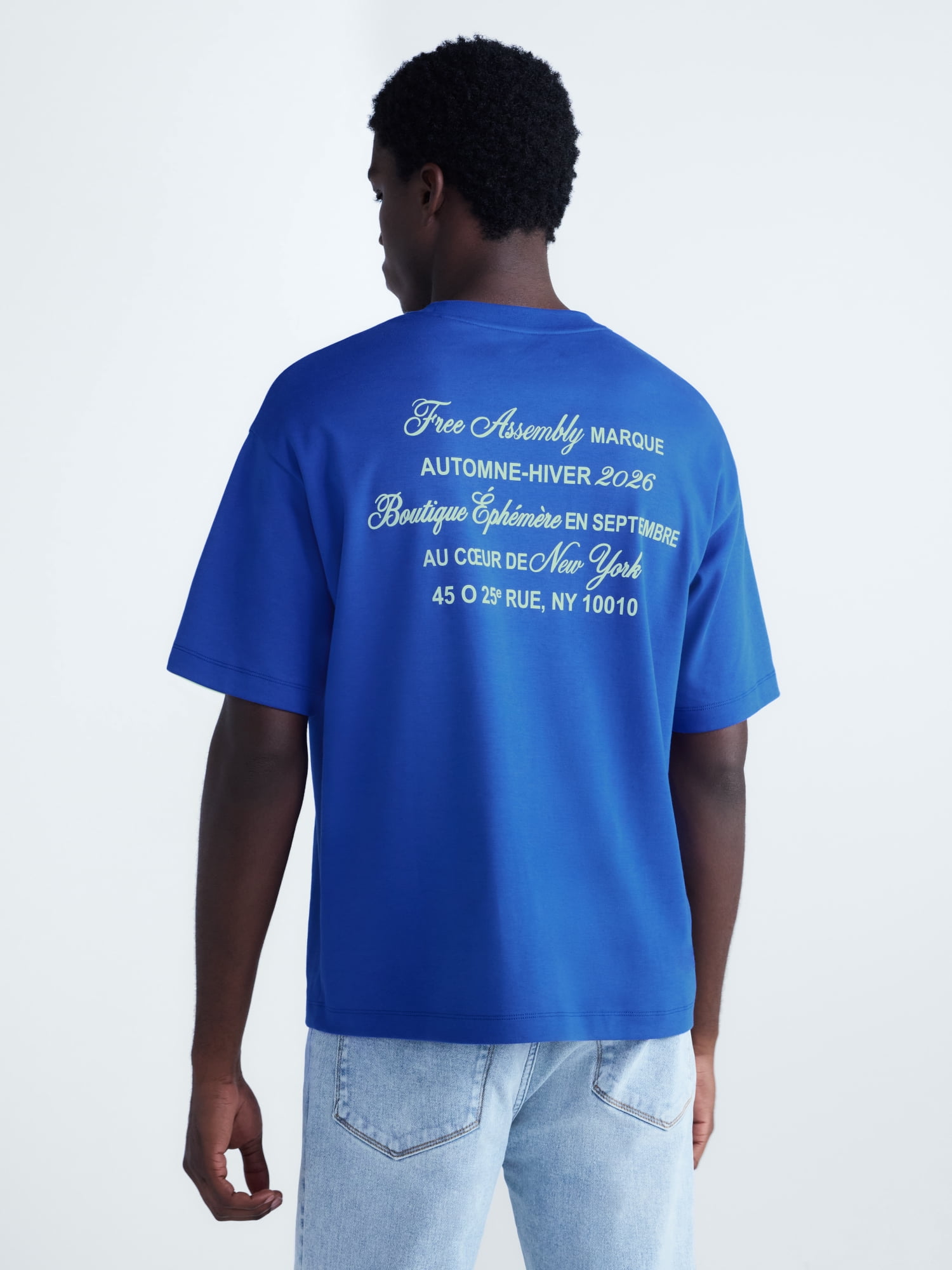 Free Assembly Men's NYC Front Back Graphic Cotton Tee with Short Sleeves, Sizes XS-XL
