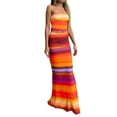 thumbnail image 2 of 2 Piece Skirt Sets Women Summer, Floral Sleeveless Tube Top Bodycon Maxi Skirts Y2k Going Out Outfits Orange S, 2 of 9