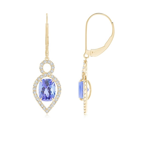 ANGARA Natural 1.9 ct Tanzanite Infinity Drop Earrings with Diamonds in 14K Yellow Gold for Women (Size-7x5mm) | December Birthstone, Anniversary, Jewelry Gift for Women | Natural Tanzanite Earrings