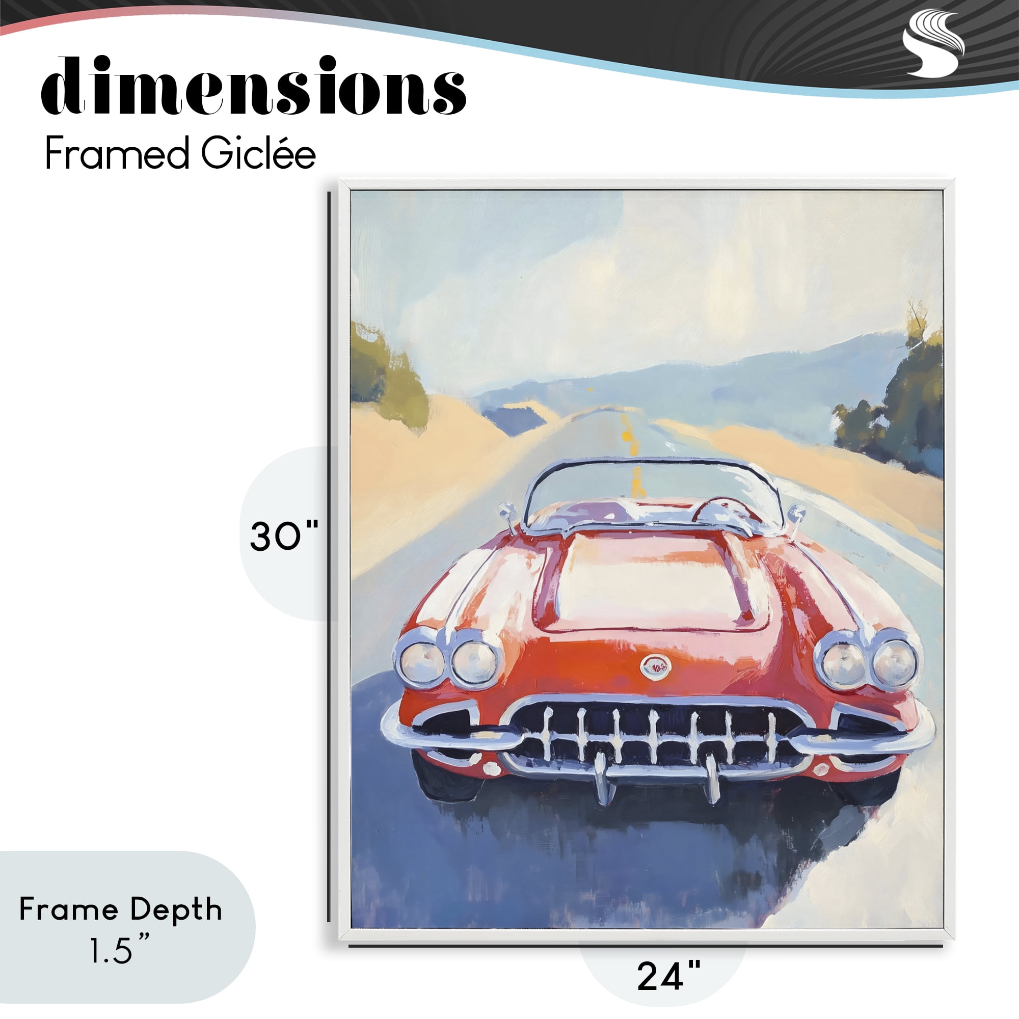 Stupell Industries Red Sports Car on Journey White Framed Giclee Art, design by The Prints Vibe