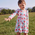 thumbnail image 5 of JUMEYU Little Girls Cotton Long Sleeve Floral Print Fall Casual Dress 2T 3T (White,2-3 Years), 5 of 8