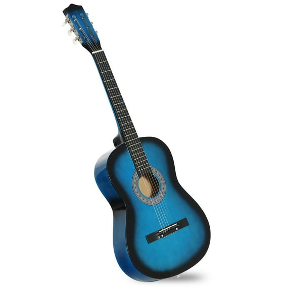 DEXS Beginners 38 inch Acoustic Guitar Package Kit for Right-handed Starters Kids Music Lovers w/Case, Strap, Pitch Pipe and Pick,Blue