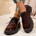 thumbnail image 2 of Ladies Wingtip Brogue Chunky Platform Oxford Shoes Comfortable Lace Up Leather Non Slip Retro Dressy Shoes, 2 of 6