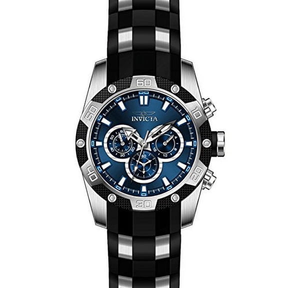 Invicta Men's SPEEDWAY Black Polyurethane Band Steel Case Quartz Blue Dial Analog Watch 25833