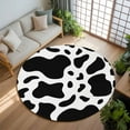 thumbnail image 3 of 5ft Round Rug, Black and White Non-Skid Rubber Backing Large Area Rugs - Living Room Bedroom Home Office, Farmhouse Cow Black White Indoor Floor Mat Carpets Washable Rug, 3 of 9