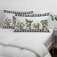 thumbnail image 3 of Spring Pillow Covers, Linen Long Throw Pillow Case, Farmhouse Pots Plant Leaves Wood Plank Black Plaid Holiday Pillow Protector Decorative Cushion Cover for Living Room/Bedroom 20" x 26", 3 of 8