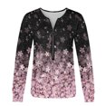 thumbnail image 5 of ICHUANYI Clearance Womens Long Sleeve Tops Zipper V Neck Floral Printed Pullover Oversized Sweatshirt Loose Fit Women Tunic Blouses(Pink, S) ICHUANYI WER2023081207015, 5 of 5