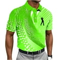thumbnail image 2 of Fnnxeal Mens Golf Polo Shirt Summer Print Casual Collared Button Short Sleeves Green Polo Shirts for Men Size 2XL, 2 of 5