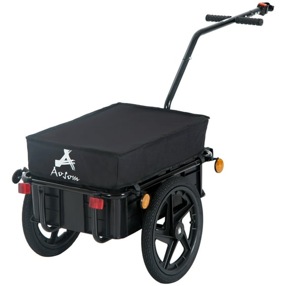Aosom Multi-functional Bicycle Cargo Trailer Steel Large Bike Luggage Cart Carrier Black