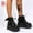 Black, variant on SMihono Flip Flops Sandals Womens Summer Casaul Women's Shoes Fashion Round Toe Wedge Heel Low-barrel Lace-up Patent Leather Shiny Boots Slipper On Clearance