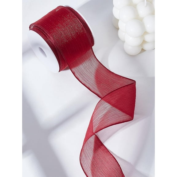 1 Roll 10 Yard 1-5/8 inch(40mm) Polyester Organza Ribbons Sheer Wrapping Ribbon Fabric