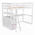 thumbnail image 6 of Twin Size Solid Pine Wood Platform Bed with Desk and Shelves, No Box Spring Needed, White for Bedroom, 6 of 16