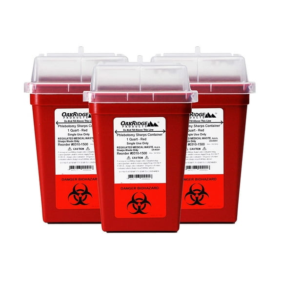(Pack of 3) Sharps Disposal Container - Approved for Home Professional