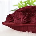 thumbnail image 5 of PiccoCasa Decorative Throw Pillow Covers 3D Satin Rose Flower Shells Cushion Covers, 2Pcs, 16"x16" Red Burgundy, 5 of 7
