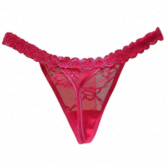 G-String Thongs for Women T-back Breathable Cheeky Underwear Panties Floral Lace Hollow Out Low Waist Thongs Gifts Rose R