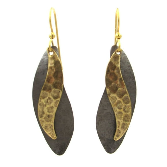 Silver Forest Mixed Metal Freeform Layers Dangle Earrings